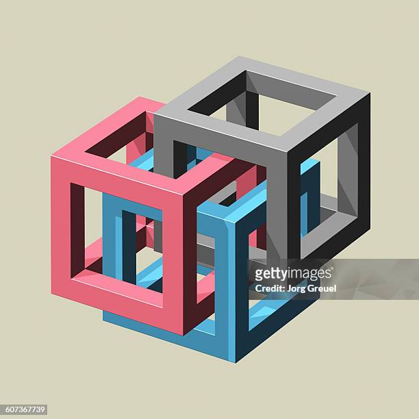 intersecting cubes - pastel coloured stock illustrations