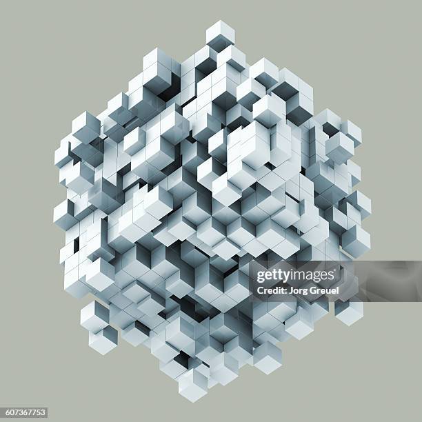 assembling/dissolving cube structure - würfel stock-grafiken, -clipart, -cartoons und -symbole