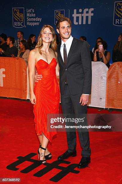 Actors Melissa Benoist and Blake Jenner attend the "The Edge of Seventeen" premiere held at Roy Thomson Hall during the Toronto International Film...