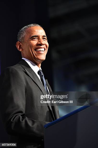 President Barack Obama speaks at the Phonix Awards Dinner at Walter E. Washington Convention Center on September 17, 2016 in Washington, DC.