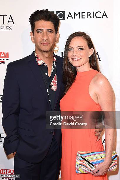 Raza Jeffrey and Lara Pulver attend the BBC America & BAFTA Los Angeles TV Tea Party at Boxwood Restaurant at The London West Hollywood on September...