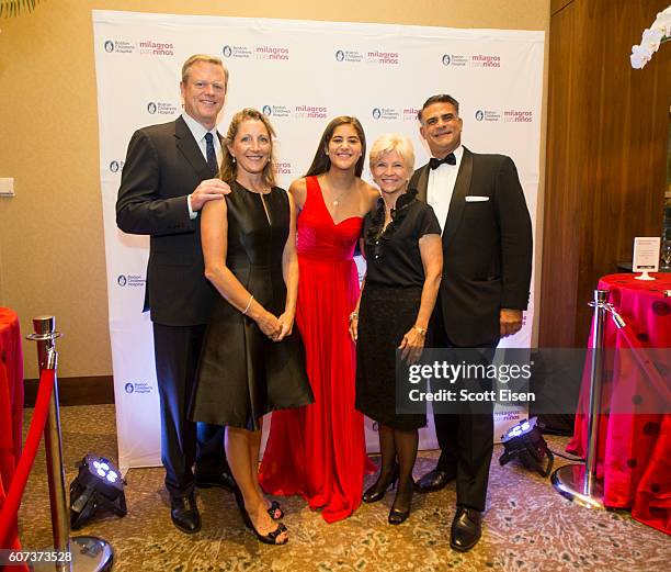 Massachusetts Governor Charlie Baker from left, First Lady Lauren Baken, Nicole Kouri, Sandra Fenwick, CEO and President of Boston Children's...