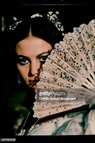 Italian actress Claudia Cardinale on the set of Il Gattopardo , directed by Luchino Visconti.
