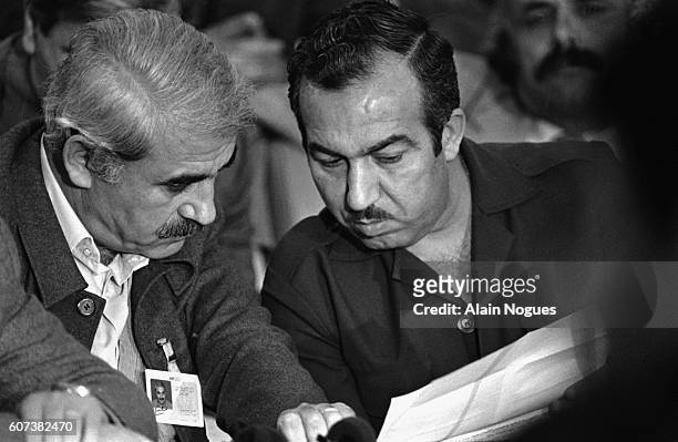 Georges Habache, leader of the Popular Front for the Liberation of Palestine, with Abu Jihad , Arafat's right-hand man in the Palestine Liberation...