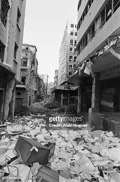 This street of Beirut has been devastated by years of war, battles ad bombings. The ruins testify to the intense fighting going on in the city since...