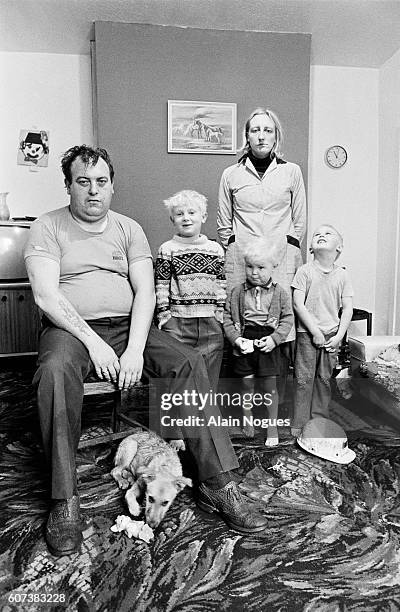 Maurice Newton and his family, Steven Anthony Christopher and Helen, at home, during the miners' strike. Newton was on strike in 1972 and 1974 and...