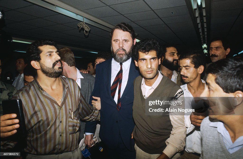 Terry Waite Arriving in Beirut to Negotiate the Release of Hostages
