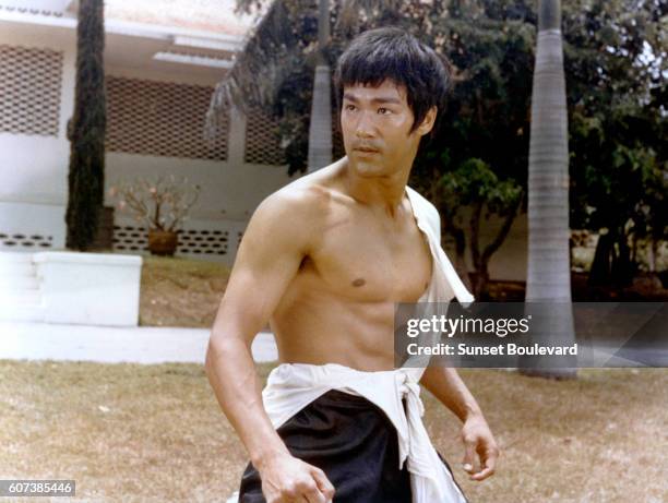 American actor Bruce Lee on the set of Big Boss, directed by Wei Lo and Chia-Hsiang Wu.