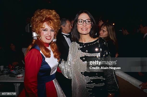 French accordionist Yvette Horner with Greek singer Nana Mouskouri during the 3rd French Music Awards Ceremony.