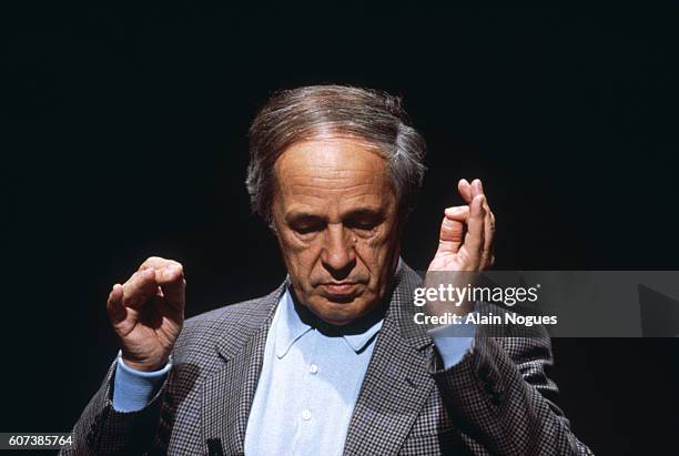 Pierre Boulez during the recording of "Ionisation", composed by Edgar Varese.