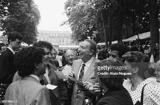 Charles Trenet at the Traditional Garden Party Held Every July 14th at the Elysee Palace