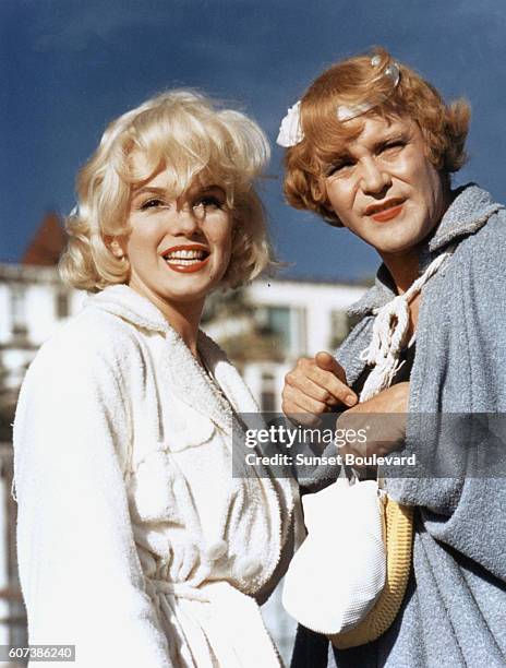 Marilyn Monroe and Jack Lemmon on the set of 'Some like It Hot', by Billy Wilder.