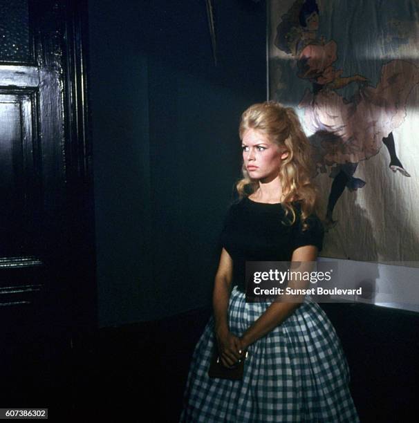 Brigitte Bardot on the film set of 'Come Dance with me'.