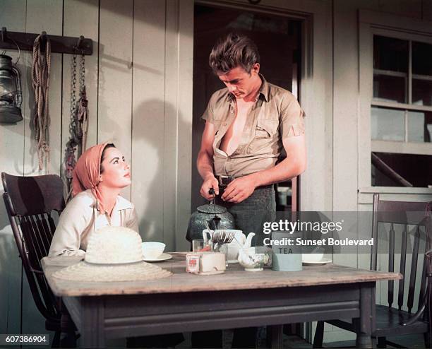 Elizabeth Taylor and James Dean in the 1955 film Giant, directed by George Stevens.