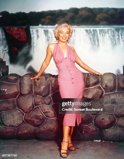 American actress, singer, model and sex symbol Marilyn Monroe on the set of Niagara, directed by Henry Hathaway.