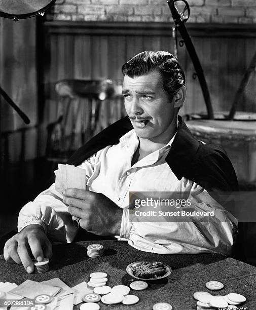 American actor Clark Gable on the set of Gone with the Wind, based on the novel by Margaret Mitchell and directed by Victor Fleming.