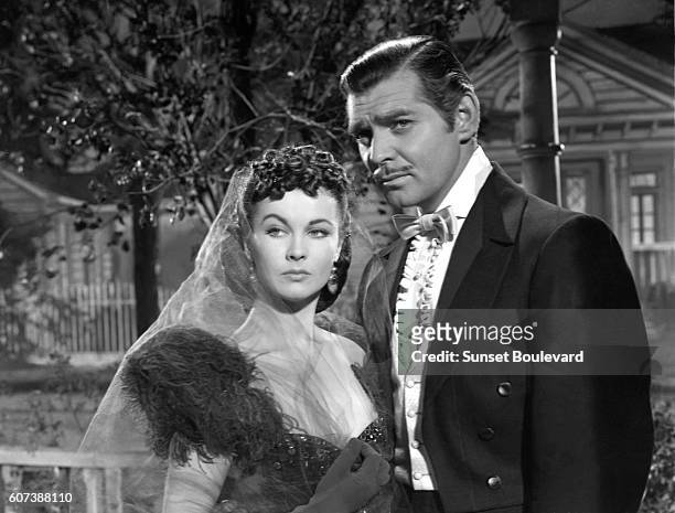 British actress Vivien Leigh and American actor Clark Gable on the set of Gone with the Wind, based on the novel by Margaret Mitchell and directed by...