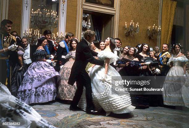 American actor Burt Lancaster and Italian actress Claudia Cardinale on the set of Il Gattopardo , directed by Luchino Visconti.