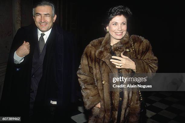 Dominique Strauss-Kahn, French minister of economy and finance, and his wife, journalist Anne Sinclair, attend a reception for Russian president...