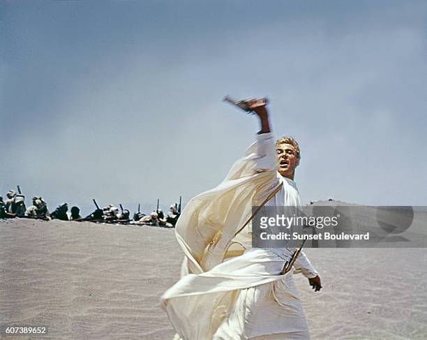 Irish actor Peter O'Toole on the set of Lawrence of Arabia, directed by David Lean.