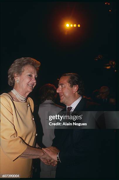 Katharine Graham of the Washington Post and French novelist, Paul-Loup Sulitzer attend the gala evening for the International Herald Tribune...