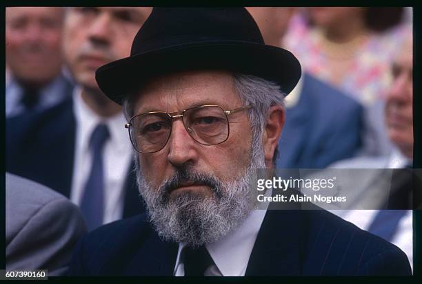 Rabbi Goldman at the anniversary commemoration of the raid on Paris from July 16-17, 1942 during which 13,152 Jews were deported to German death...