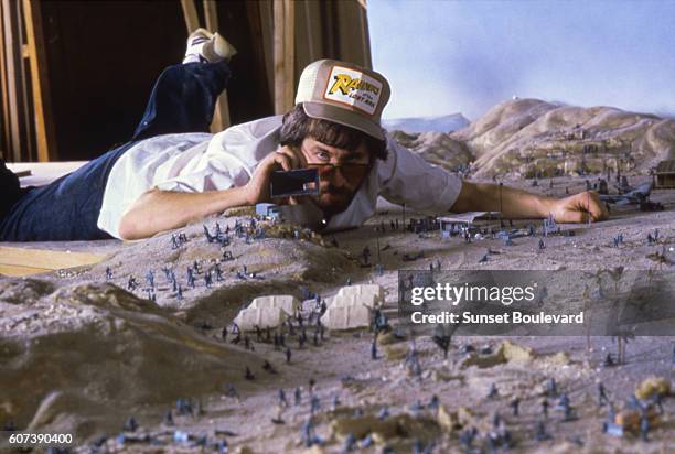 Director Steven Spielberg on the set of "Raiders of the Lost Ark".