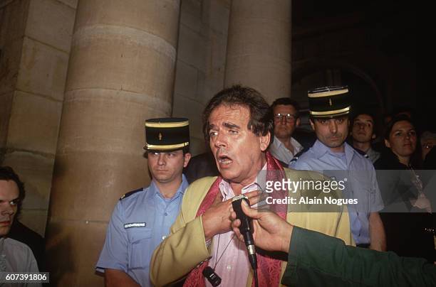 Defendant Jean-Edern Hallier arrives at the courthouse for his lawsuit against Bernard Tapie. He is on trial after publishing the criminal records of...