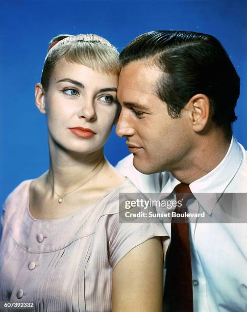 American actor Paul Newman with his wife actress Joanne Woodward on the set of The Long Hot Summer, based on the novel by William Faulkner and...