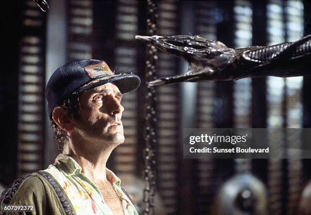 Actor Harry Dean Stanton on the set of "Alien".