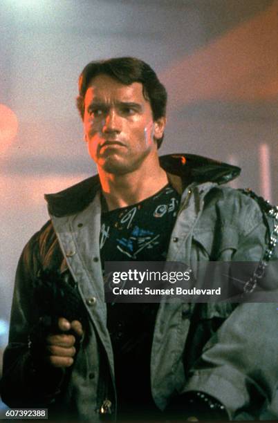 Actor Arnold Schwarzenegger as Terminator' in the film 'The Terminator', 1984.