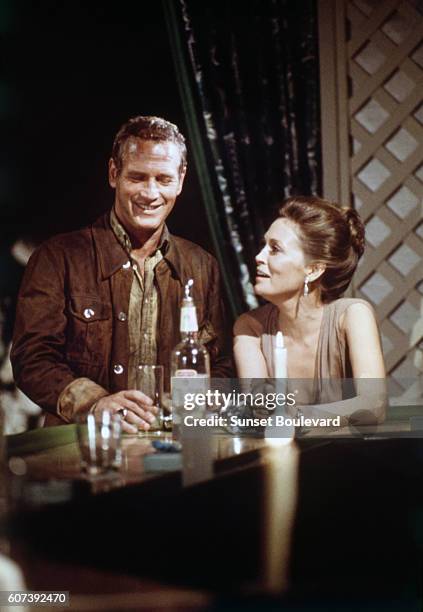 American actors Paul Newman and Faye Dunaway on the set of The Towering Inferno, based on the novel by Richard Martin Stern, and directed by John...