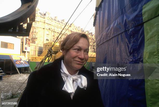 Lydia Zavatta stands outside of a circus tent in Paris, France, on her way to her father's funeral. Lydia is daughter of the famous circus clown...
