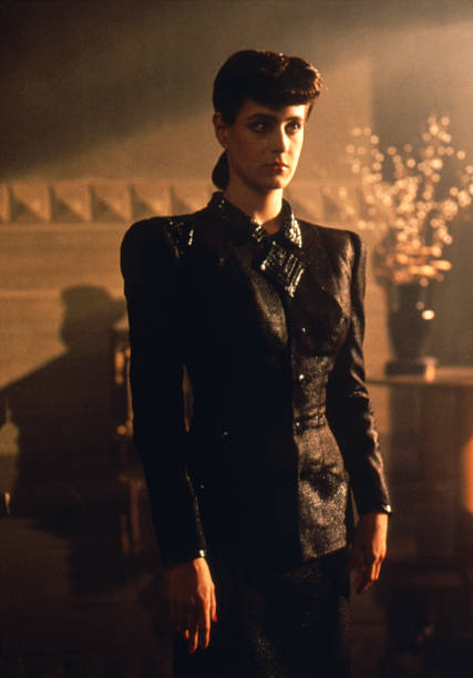 Sean Young on the set of "Blade Runner", directed by Ridley Scott.