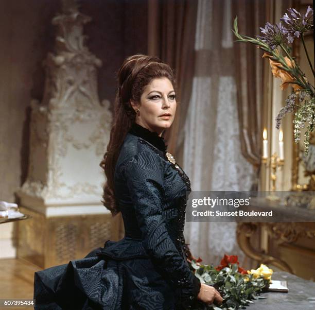 American actress Ava Gardner on the set of Mayerling, directed by Terence Young.