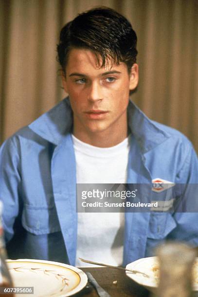 American actor Rob Lowe on the set of The Outsiders, directed by Francis Ford Coppola.