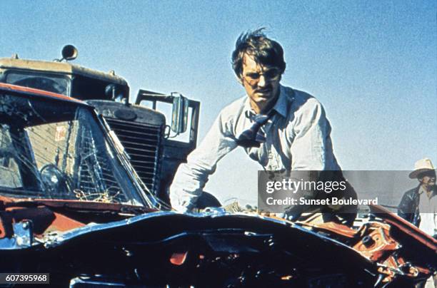 Dennis Weaver on the set of "Duel".