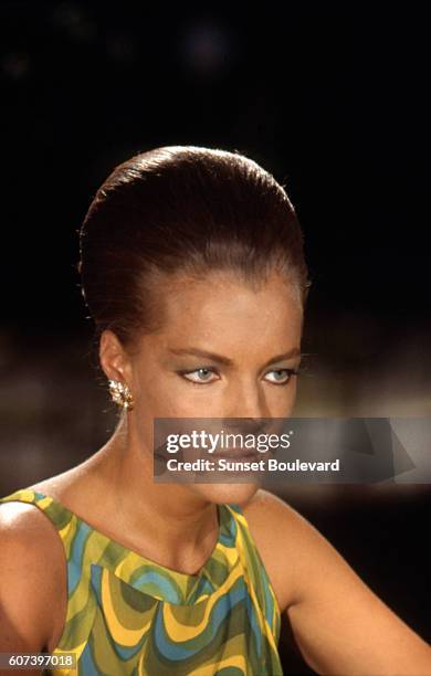 Romy Schneider on the set of "La Piscine".