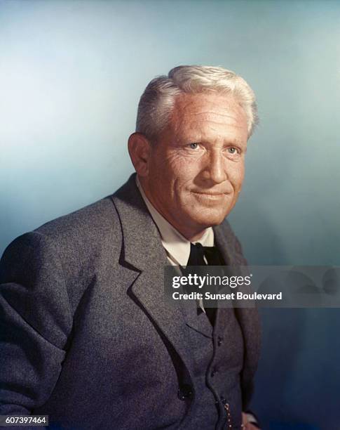 American actor Spencer Tracy on the set of Broken Lance, directed by Edward Dmytryk.