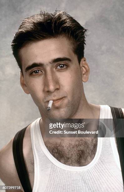 American actor Nicolas Cage on the set of Racing with the Moon, directed by Richard Benjamin.