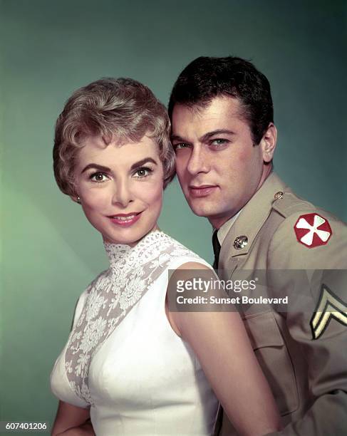 American actors Janet Leigh and Tony Curtis promoting the movie Strictly for Pleasure directed by Blake Edwards.