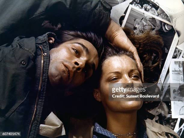 Italian actor Fabio Testi and Austrian-born German actress Romy Schneider on the set of L'important c'est d'aimer written and directed by Polish...