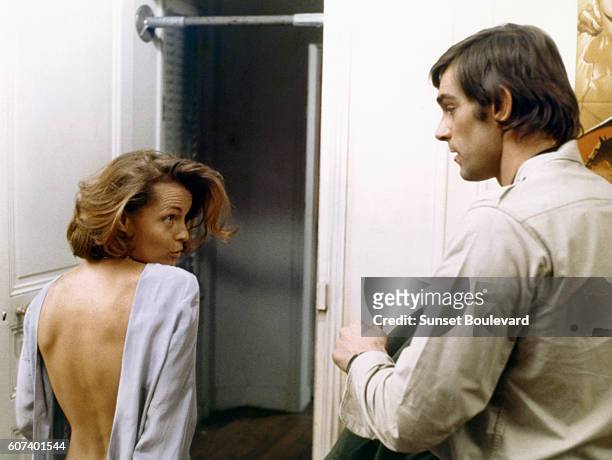 Austrian-born German actress Romy Schneider and Italian actor Fabio Testi on the set of L'important c'est d'aimer written and directed by Polish...