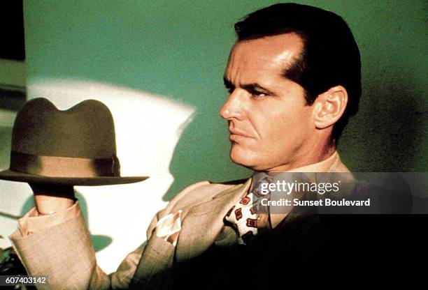 American actor Jack Nicholson on the set of Chinatown written and directed by Polish-French Roman Polanski.