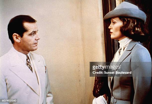 American actors Jack Nicholson and Faye Dunaway on the set of Chinatown written and directed by Polish-French Roman Polanski.