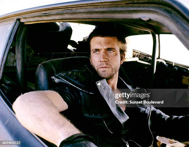 American actor Mel Gibson on the set of Mad Max 2: The Road Warrior written and directed by George Miller.