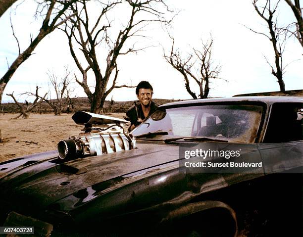 American actor Mel Gibson on the set of Mad Max 2: The Road Warrior written and directed by George Miller.