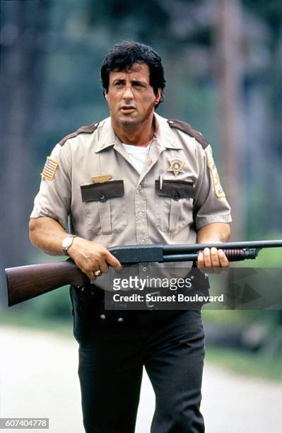 American actor Sylvester Stallone on the set of <Cop Land> written and directed by James Mangold.