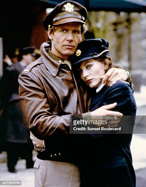 American actor Harrison Ford and British Lesley-Anne Down on the set of <Hanover Street> written and directed by Peter Hyams.