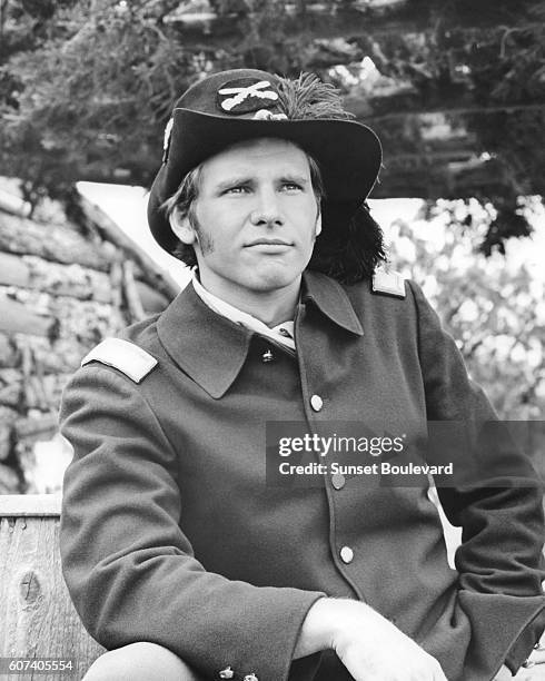 American actor Harrison Ford on the set of A Time for Killing based on the novel by Nelson Wolford and Shirley Wolford, and directed by Phil Karlson.